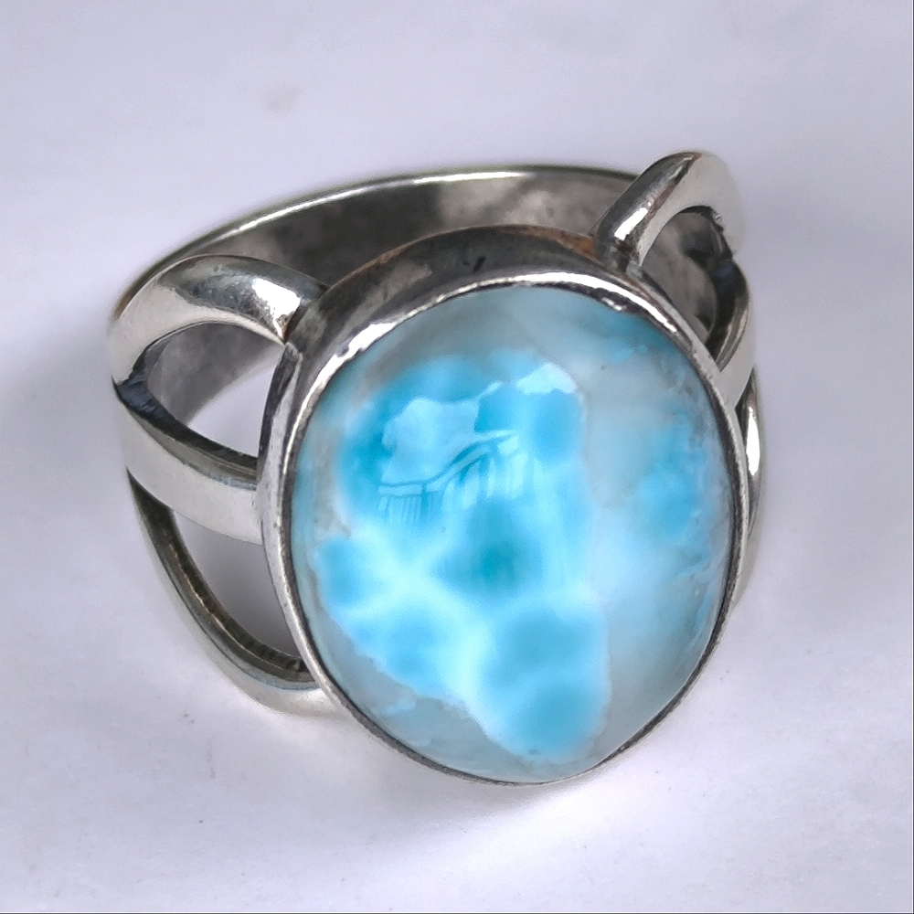 Sterling Silver Larimar Ring Sz 7.25